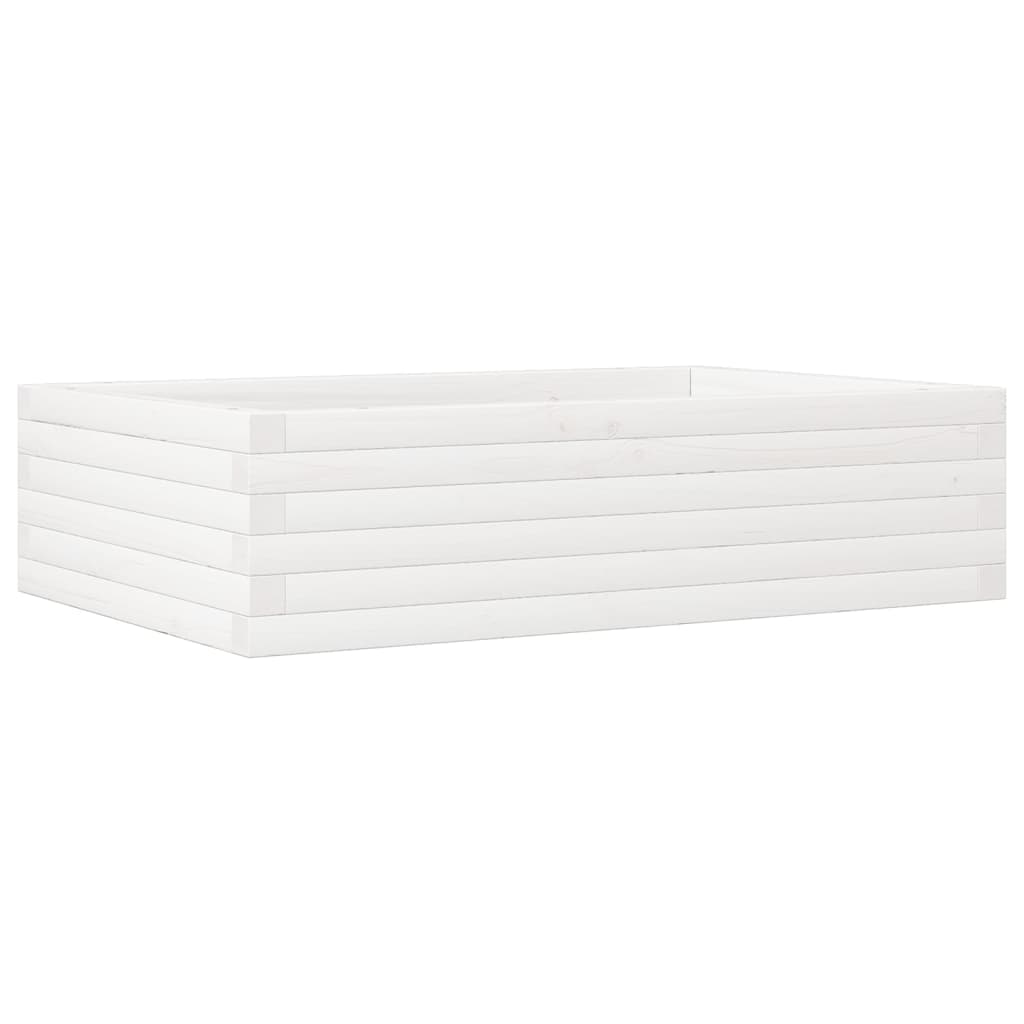 Fioriera da Giardino Bianca 90x60x23 cm Legno Massello di Pino