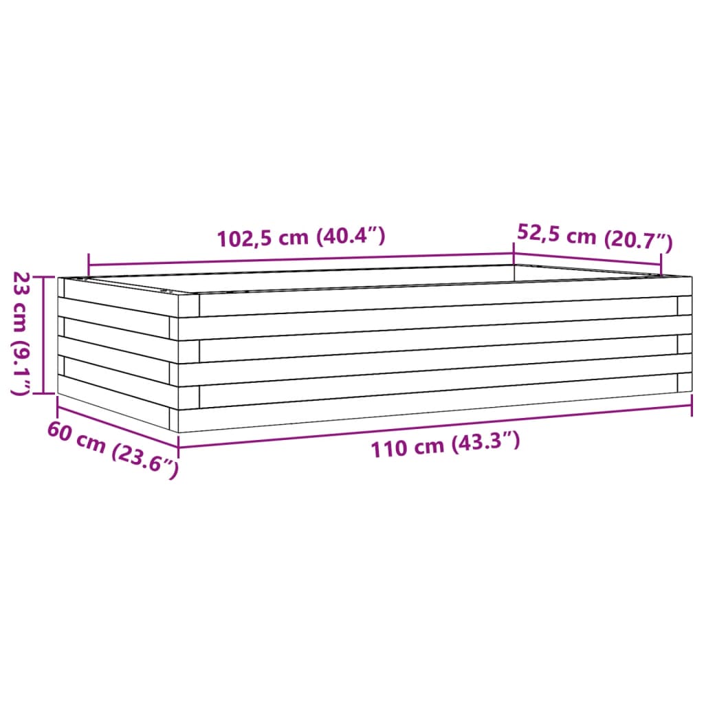 Fioriera da Giardino 110x60x23 cm in Legno di Pino Impregnato