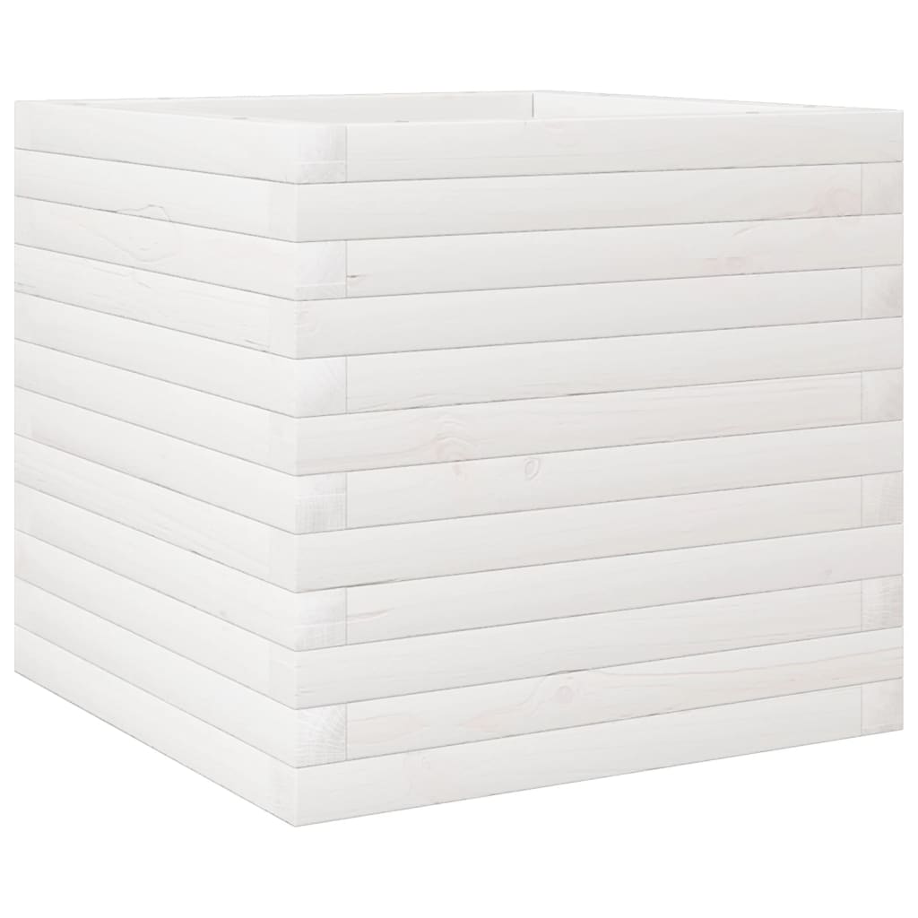 Fioriera da Giardino Bianca 50x50x45,5cm Legno Massello di Pino
