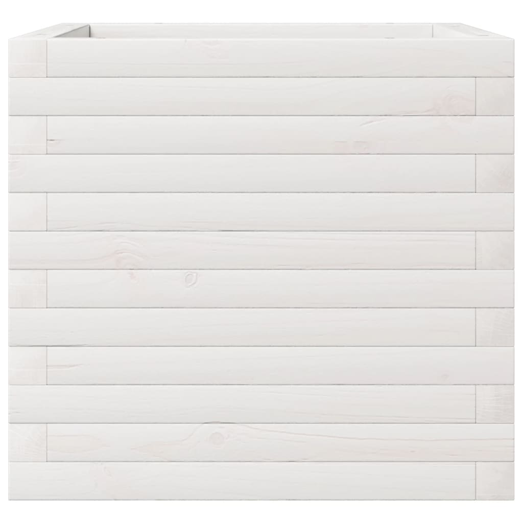 Fioriera da Giardino Bianca 50x50x45,5cm Legno Massello di Pino