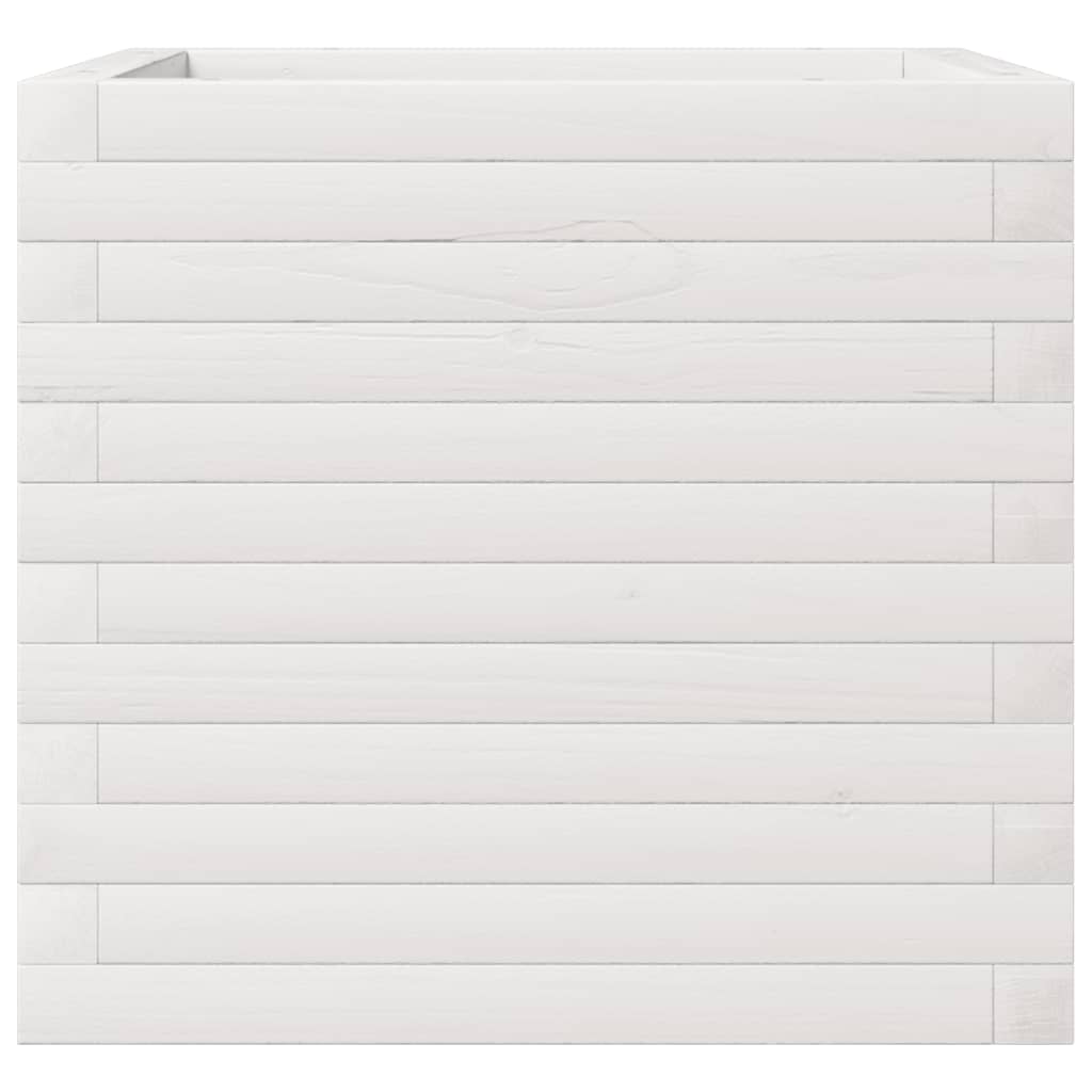 Fioriera da Giardino Bianca 50x50x45,5cm Legno Massello di Pino