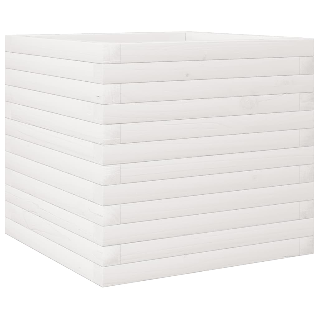 Fioriera da Giardino Bianca 50x50x45,5cm Legno Massello di Pino