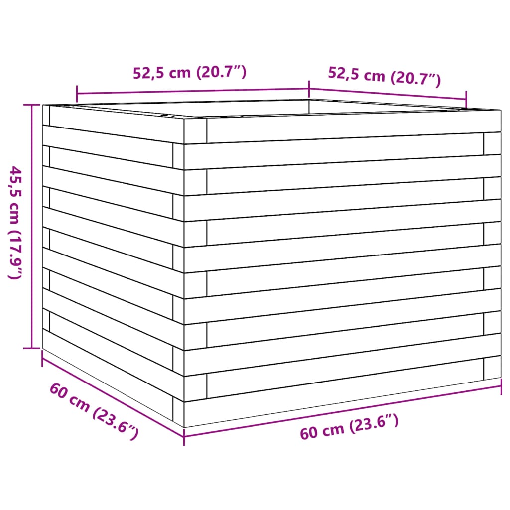 Fioriera da Giardino 60x60x45,5 cm in Legno Massello di Pino