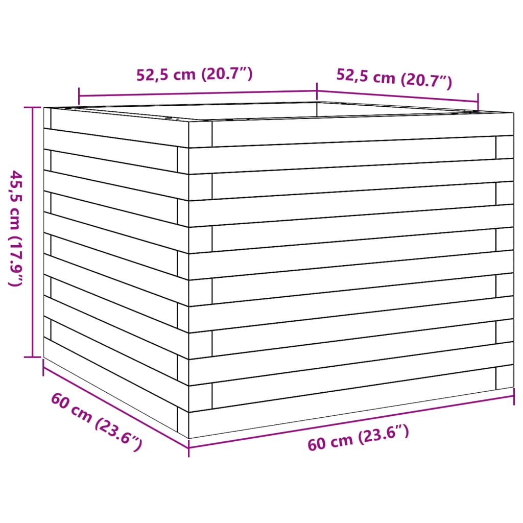 Fioriera da Giardino Bianca 60x60x45,5cm Legno Massello di Pino