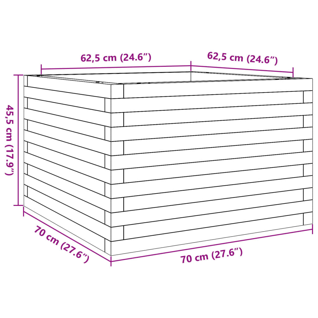 Fioriera da Giardino 70x70x45,5 cm in Legno Massello di Pino