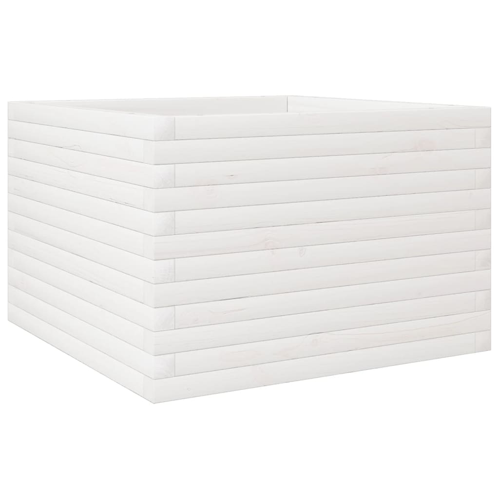 Fioriera da Giardino Bianca 70x70x45,5cm Legno Massello di Pino