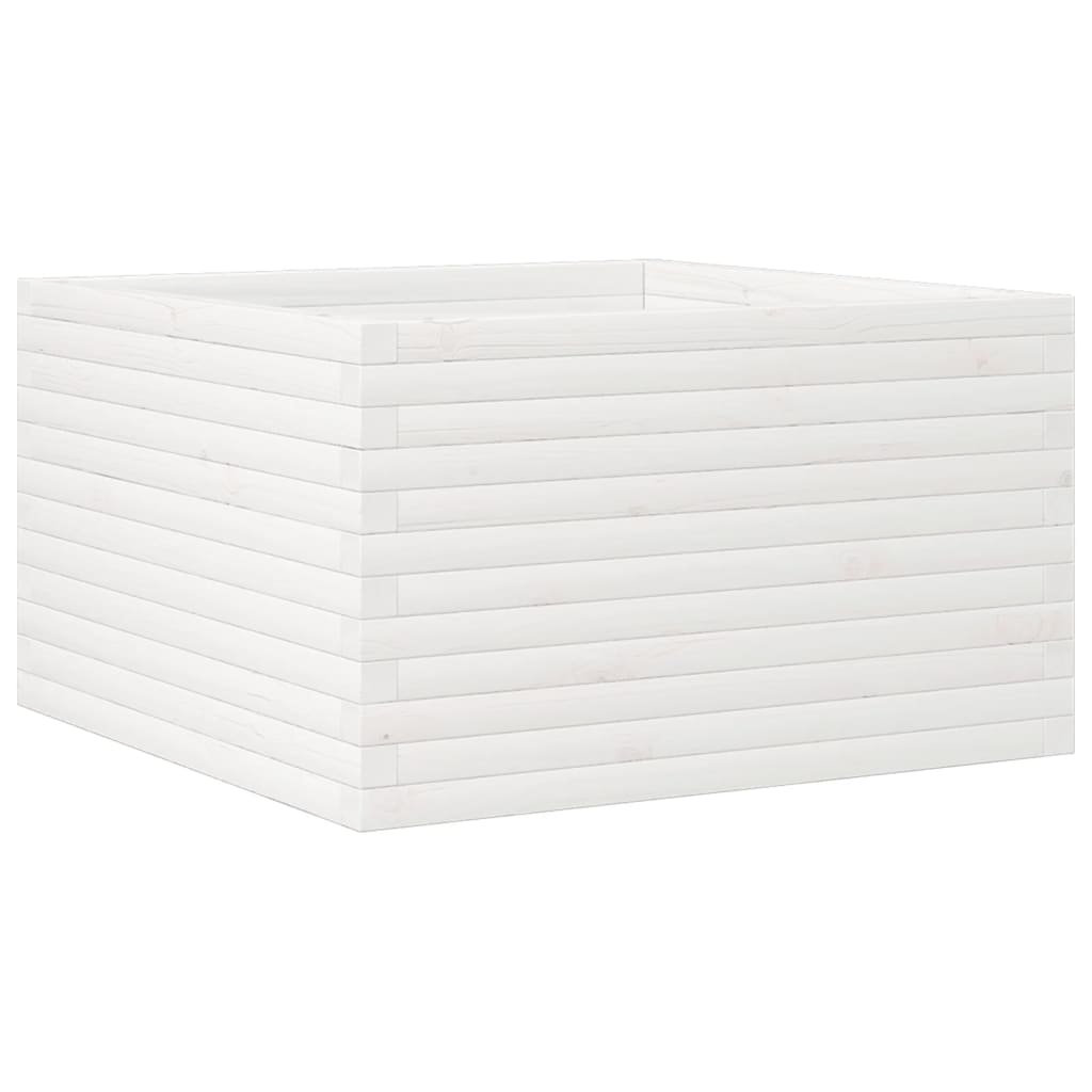Fioriera da Giardino Bianca 80x80x45,5cm Legno Massello di Pino