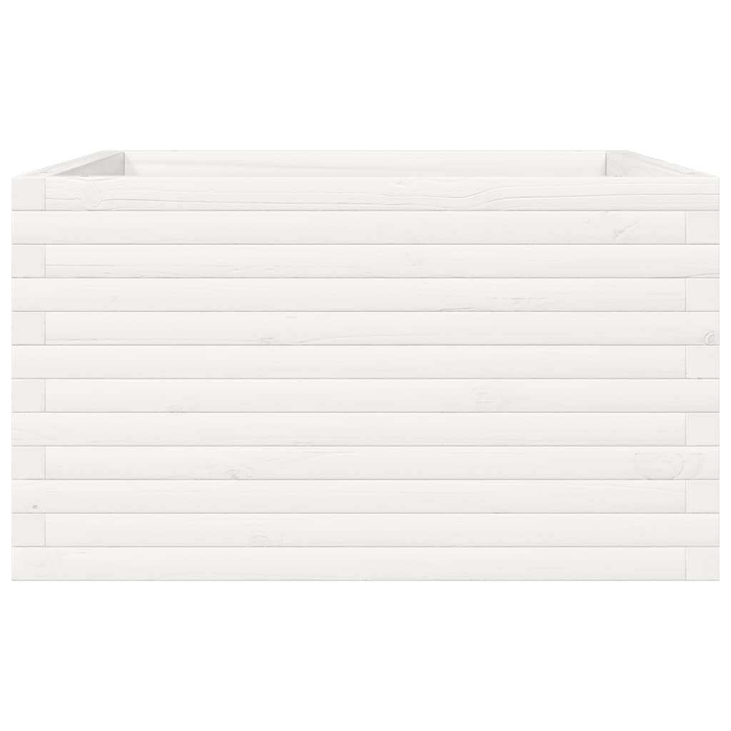 Fioriera da Giardino Bianca 80x80x45,5cm Legno Massello di Pino