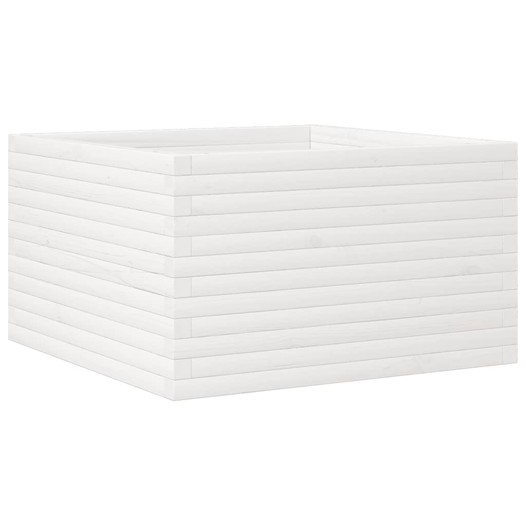 Fioriera da Giardino Bianca 80x80x45,5cm Legno Massello di Pino