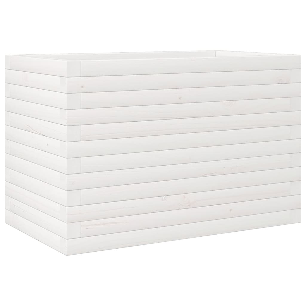 Fioriera da Giardino Bianca 70x40x45,5cm Legno Massello di Pino