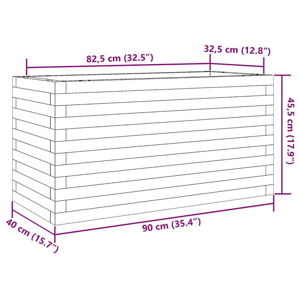 Fioriera Giardino Marrone Cera 90x40x45,5cm Legno Massello Pino