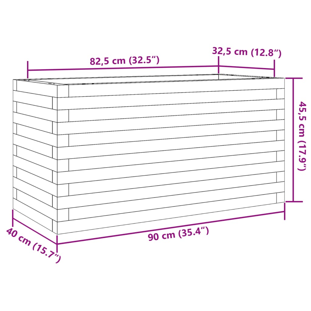 Fioriera da Giardino 90x40x45,5 cm in Legno di Pino Impregnato