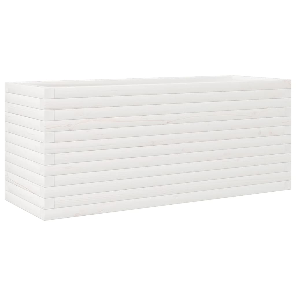 Fioriera da Giardino Bianca 110x40x45,5 cm Legno Massello Pino
