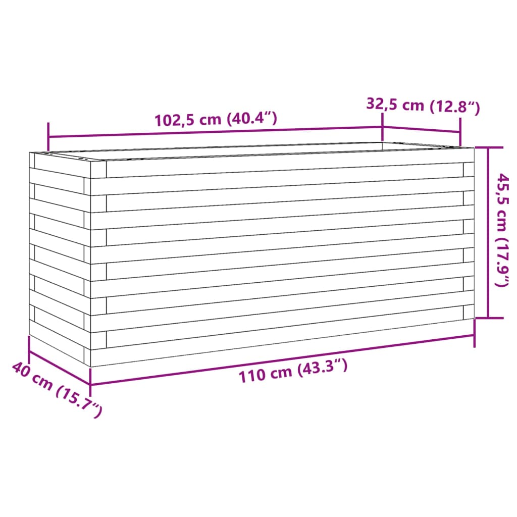 Fioriera da Giardino Bianca 110x40x45,5 cm Legno Massello Pino