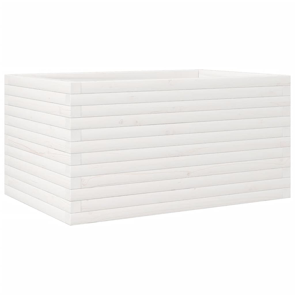 Fioriera da Giardino Bianca 90x60x45,5cm Legno Massello di Pino