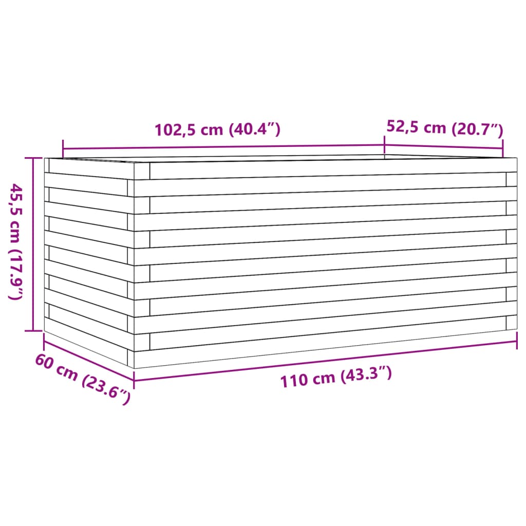 Fioriera da Giardino Bianca 110x60x45,5 cm Legno Massello Pino