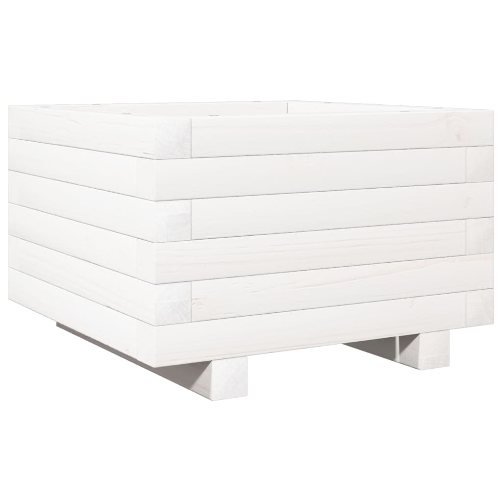 Fioriera da Giardino Bianca 40x40x26,5cm Legno Massello di Pino