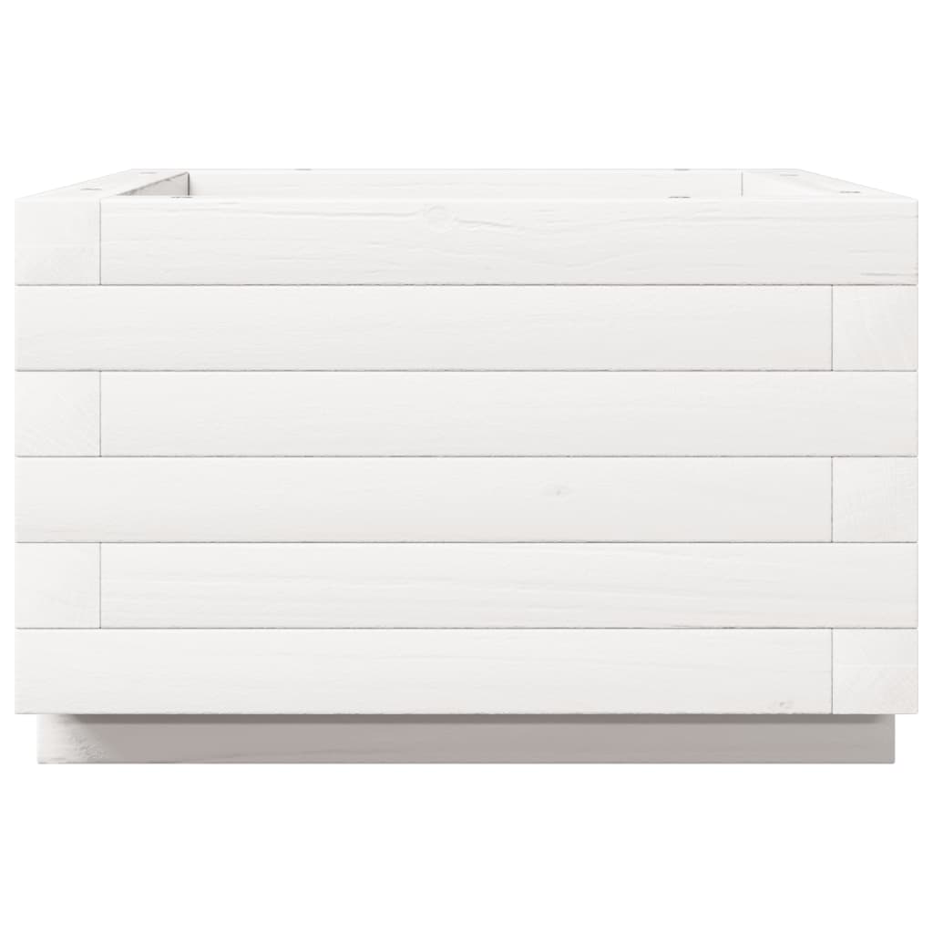Fioriera da Giardino Bianca 40x40x26,5cm Legno Massello di Pino