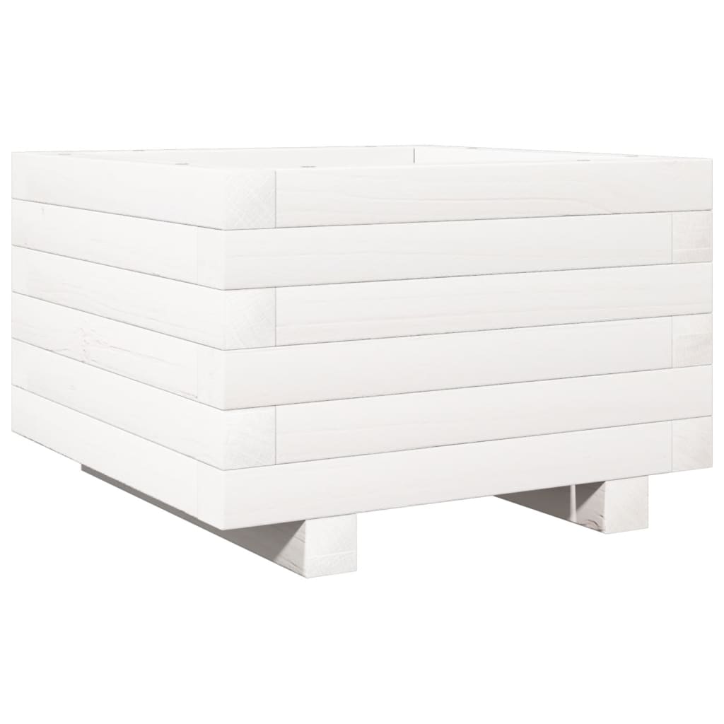 Fioriera da Giardino Bianca 40x40x26,5cm Legno Massello di Pino