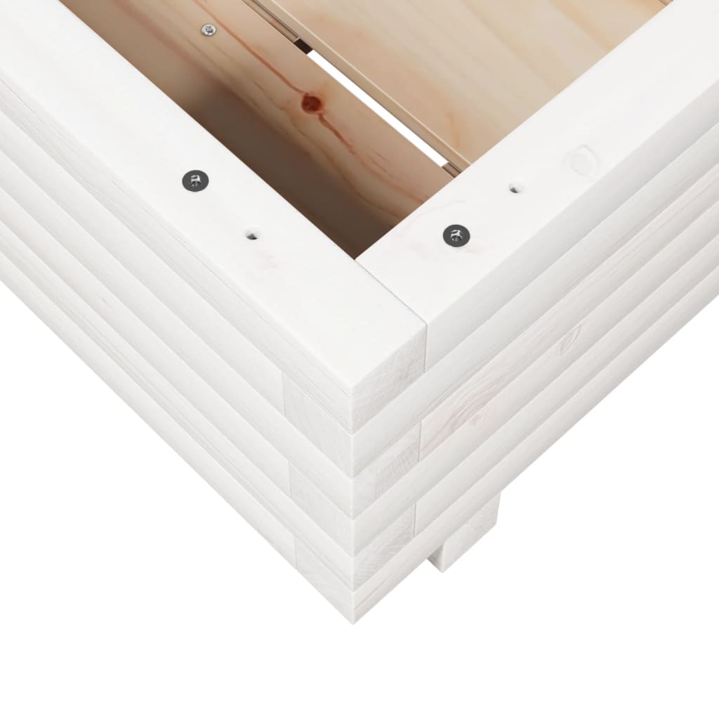 Fioriera da Giardino Bianca 40x40x26,5cm Legno Massello di Pino