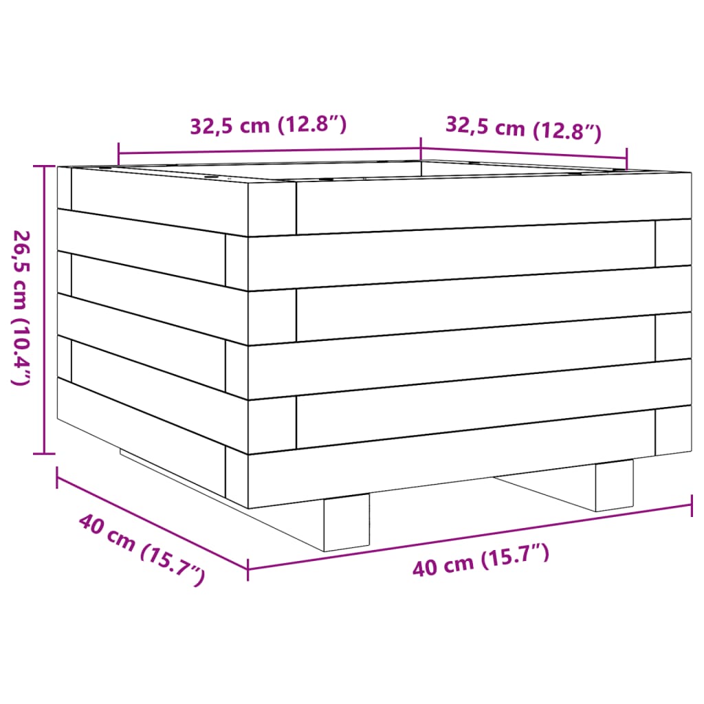 Fioriera da Giardino Bianca 40x40x26,5cm Legno Massello di Pino