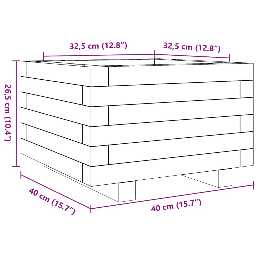 Fioriera da Giardino 40x40x26,5 cm in Legno Massello di Douglas