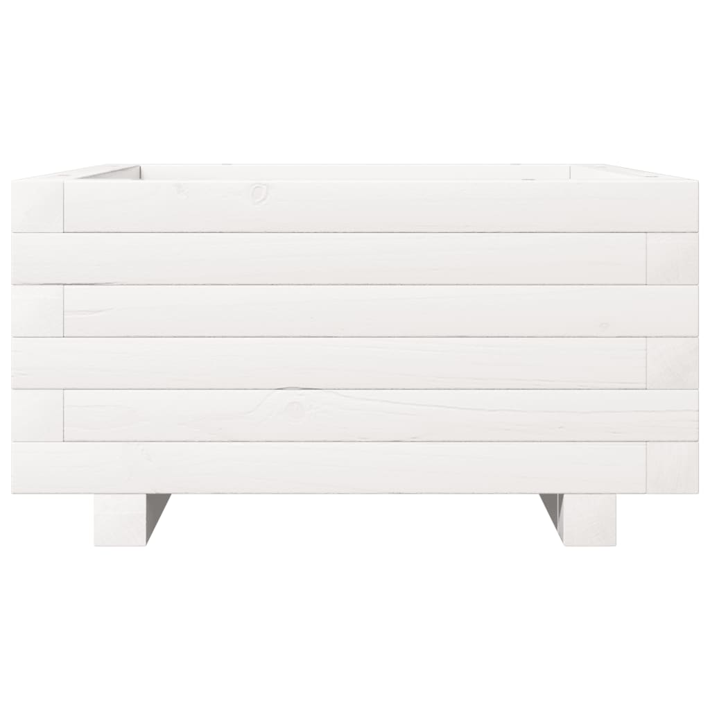 Fioriera da Giardino Bianca 50x50x26,5cm Legno Massello di Pino