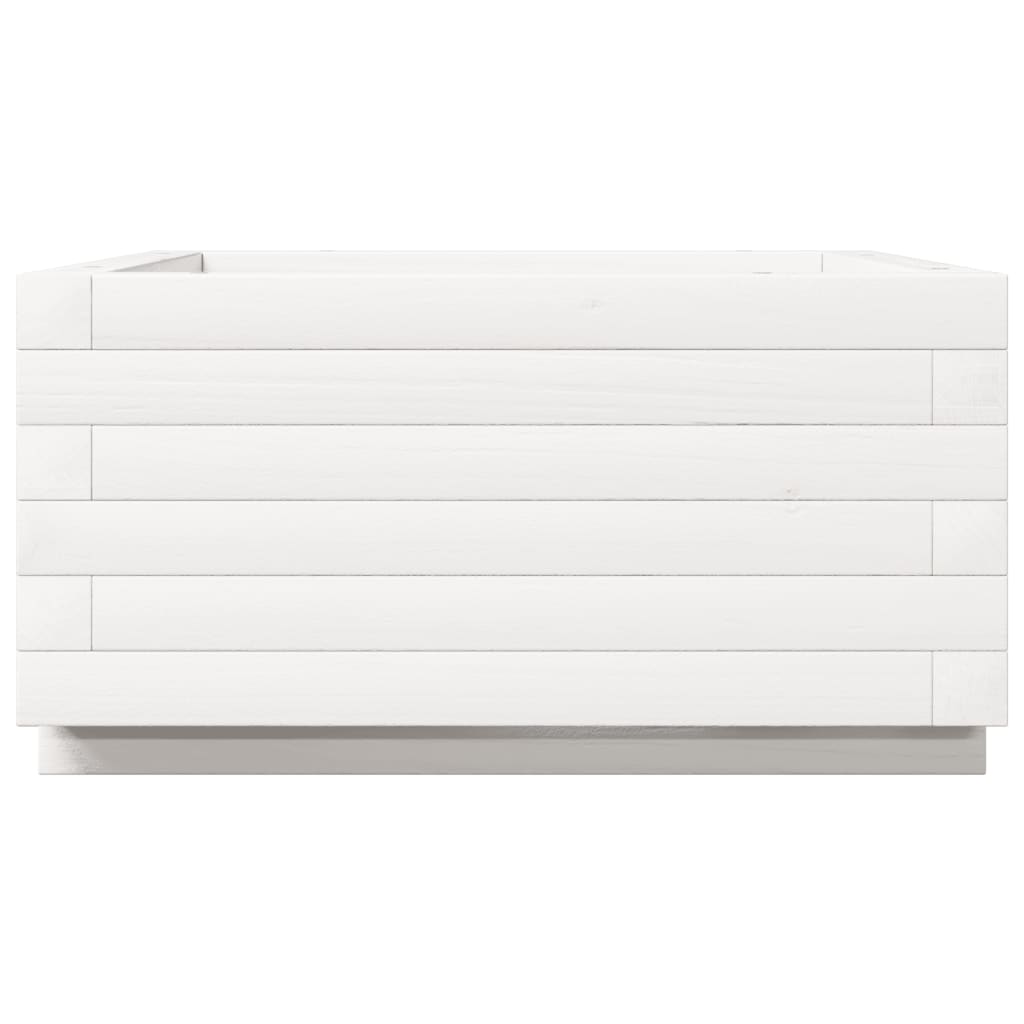 Fioriera da Giardino Bianca 50x50x26,5cm Legno Massello di Pino