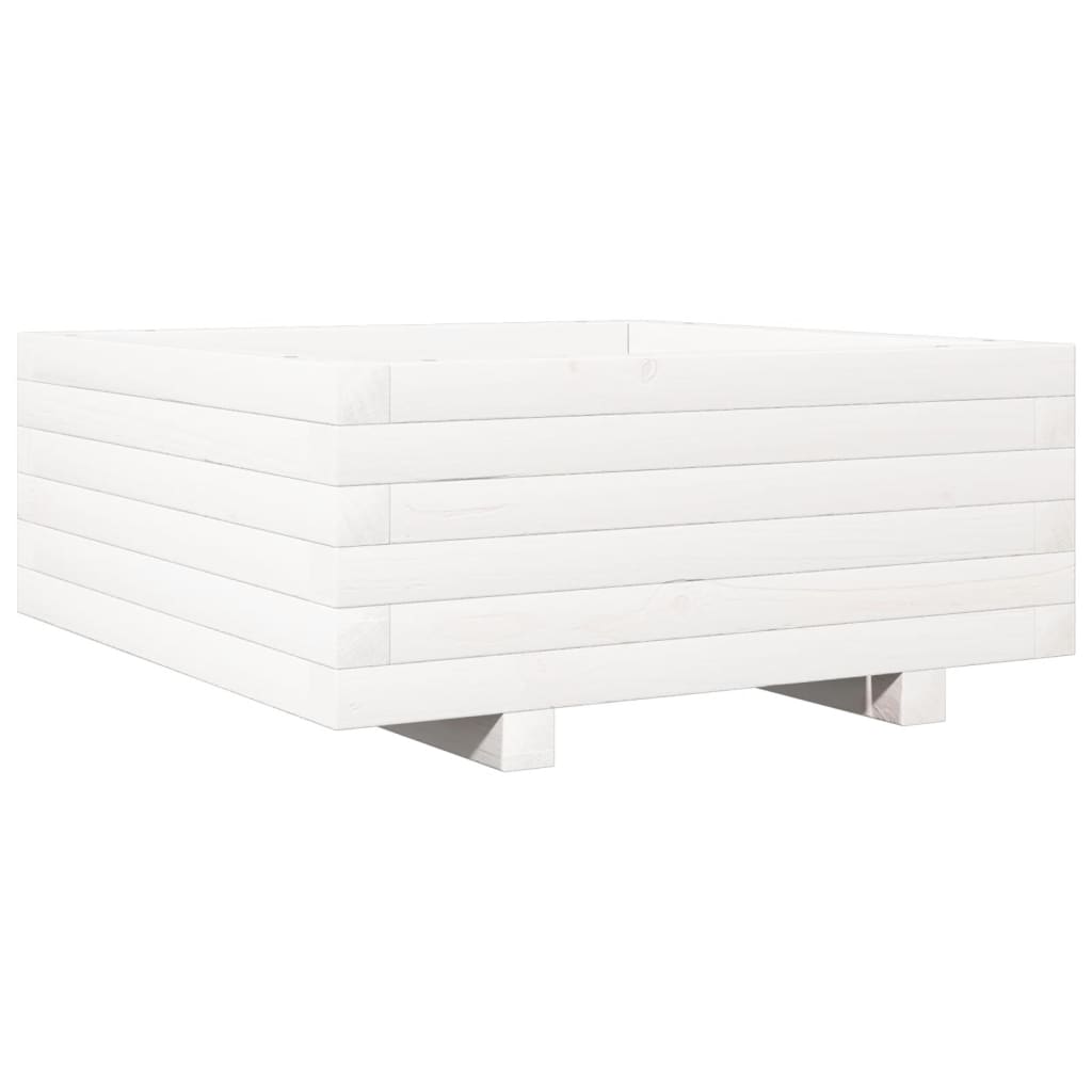 Fioriera da Giardino Bianca 60x60x26,5cm Legno Massello di Pino