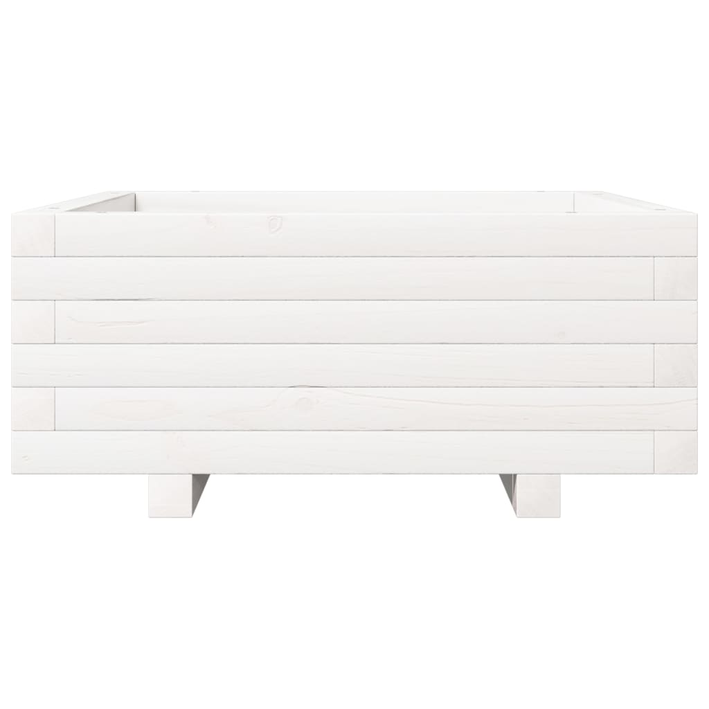 Fioriera da Giardino Bianca 60x60x26,5cm Legno Massello di Pino