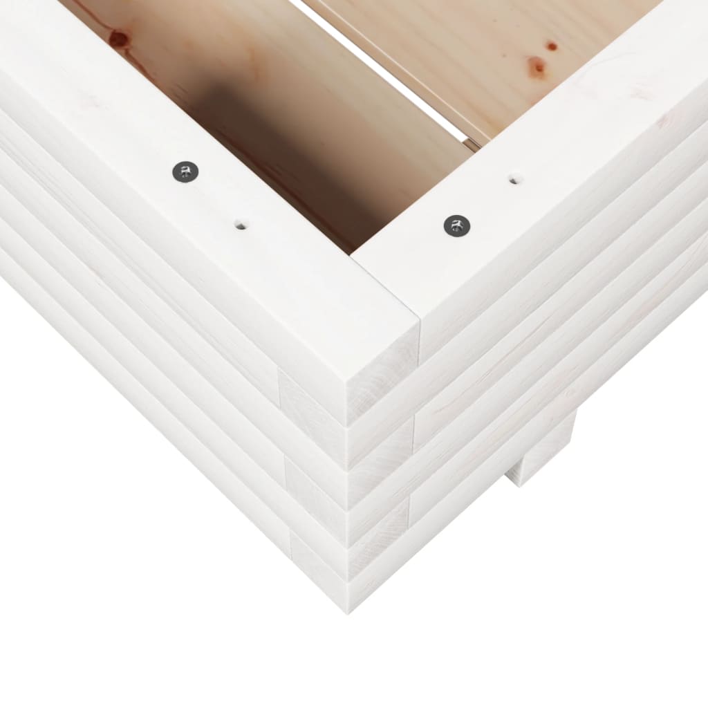 Fioriera da Giardino Bianca 60x60x26,5cm Legno Massello di Pino