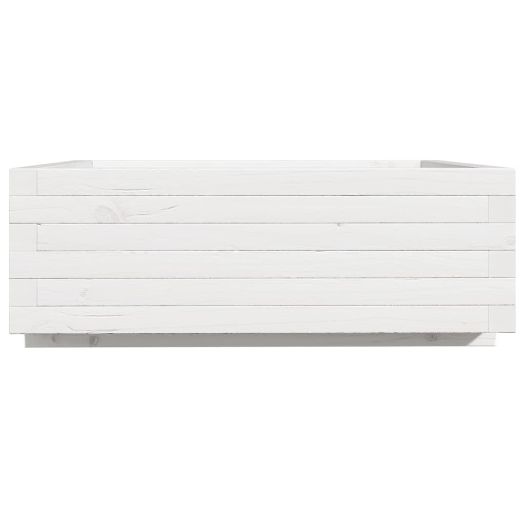 Fioriera da Giardino Bianca 70x70x26,5cm Legno Massello di Pino