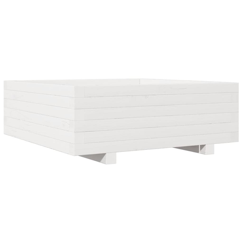 Fioriera da Giardino Bianca 70x70x26,5cm Legno Massello di Pino