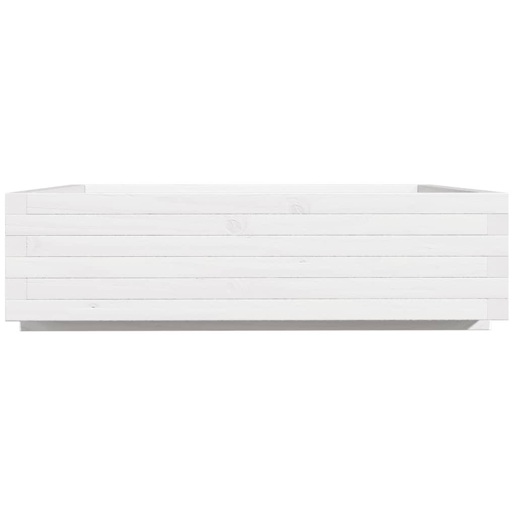 Fioriera da Giardino Bianca 90x90x26,5cm Legno Massello di Pino