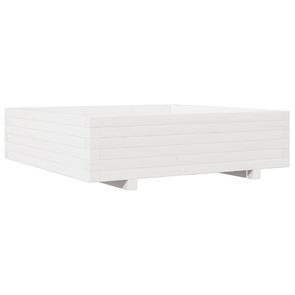 Fioriera da Giardino Bianca 90x90x26,5cm Legno Massello di Pino