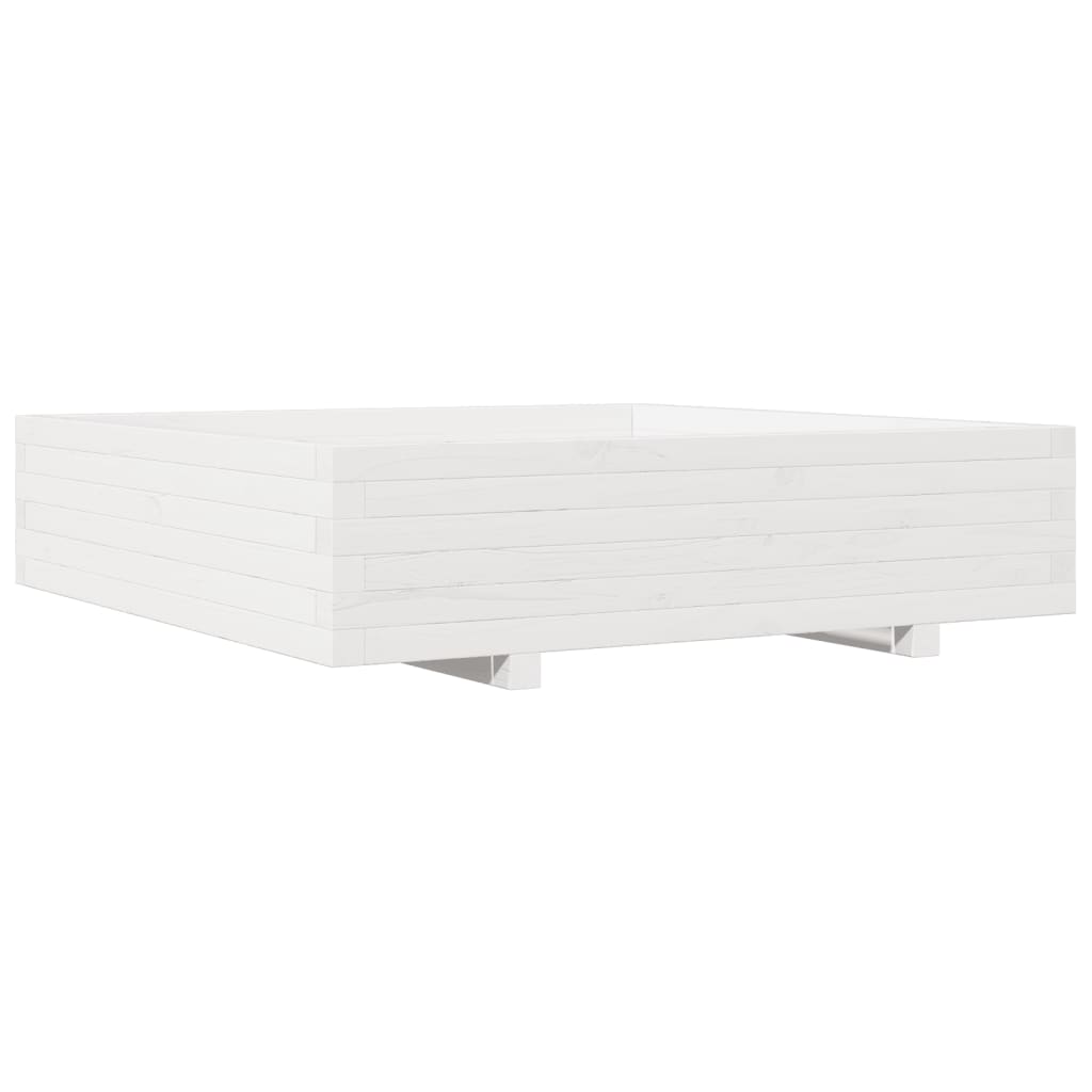 Fioriera da Giardino Bianca 100x100x26,5cm Legno Massello Pino