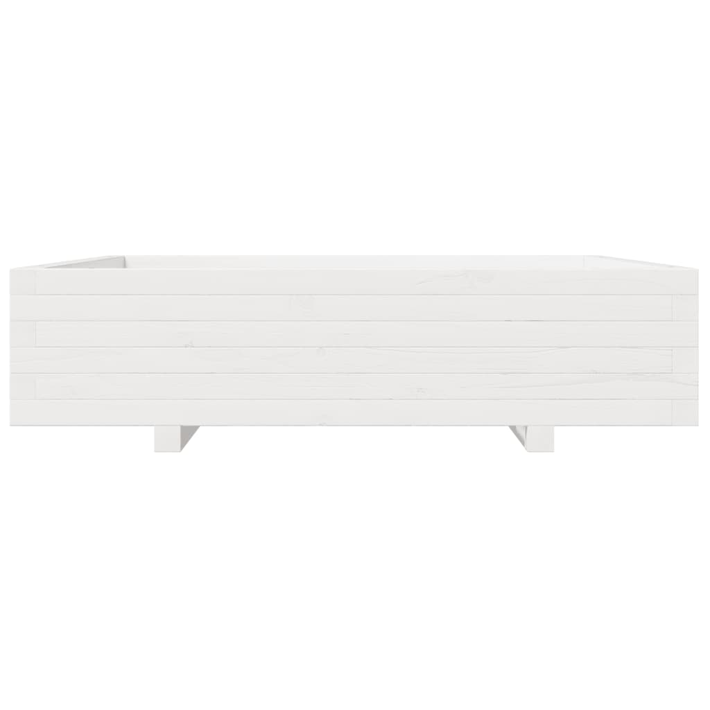 Fioriera da Giardino Bianca 100x100x26,5cm Legno Massello Pino