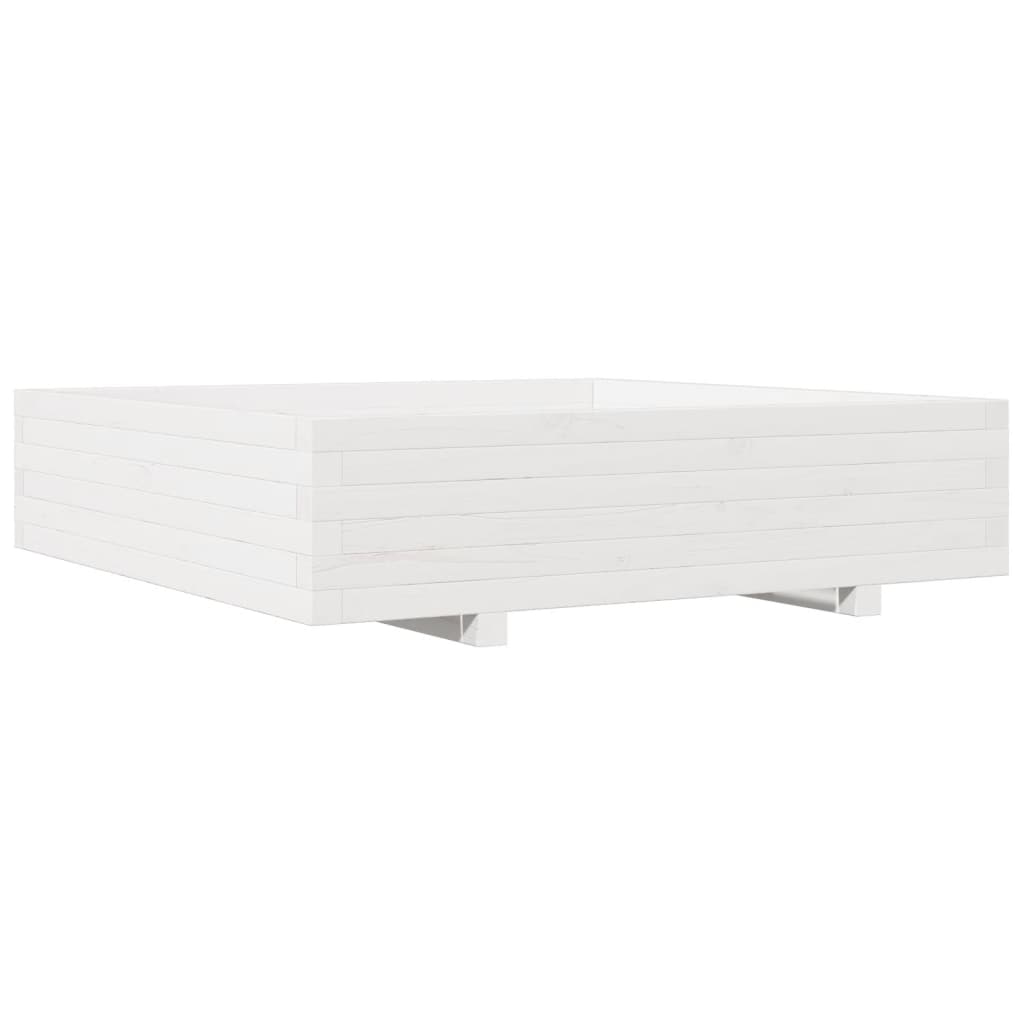 Fioriera da Giardino Bianca 100x100x26,5cm Legno Massello Pino