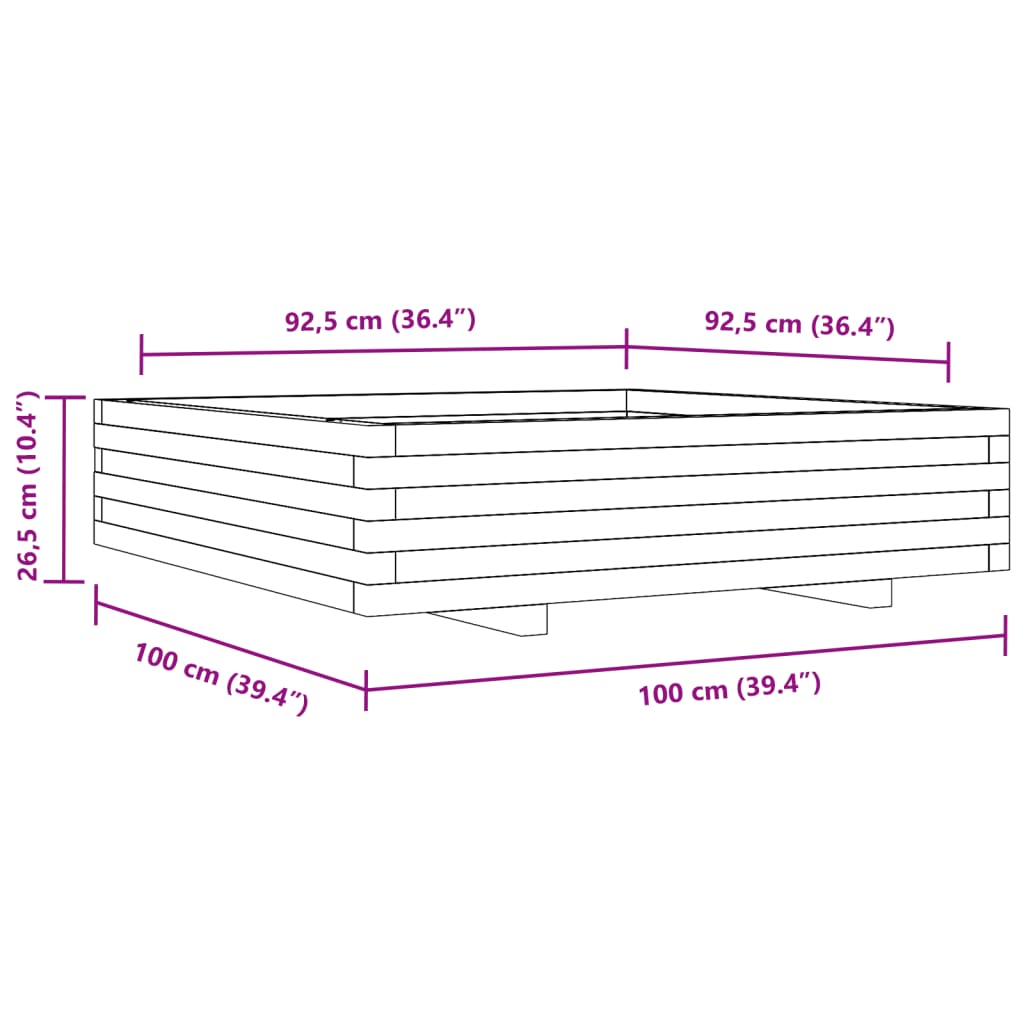Fioriera da Giardino 100x100x26,5 cm Legno di Pino Impregnato