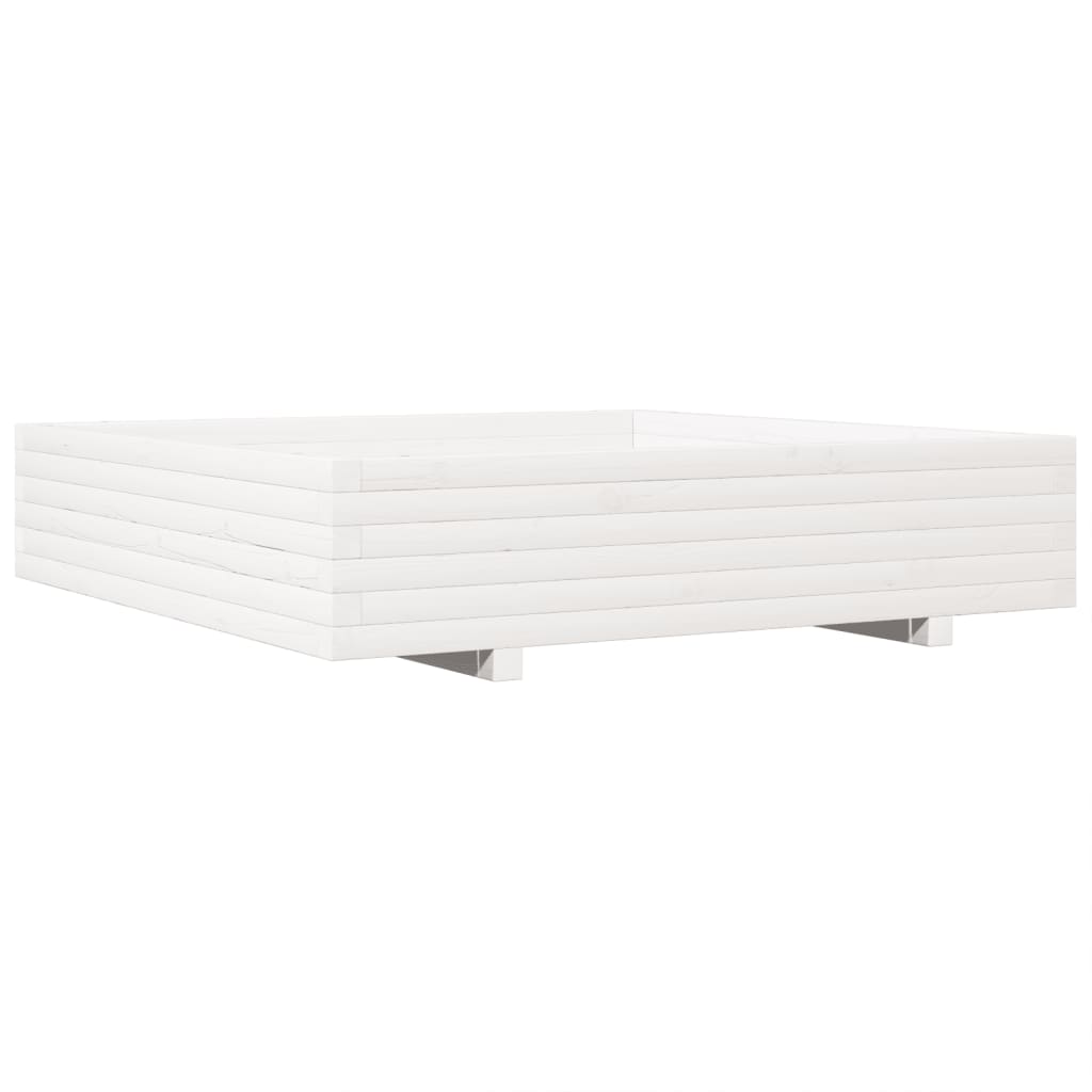 Fioriera da Giardino Bianca 110x110x26,5 cm in Legno di Pino