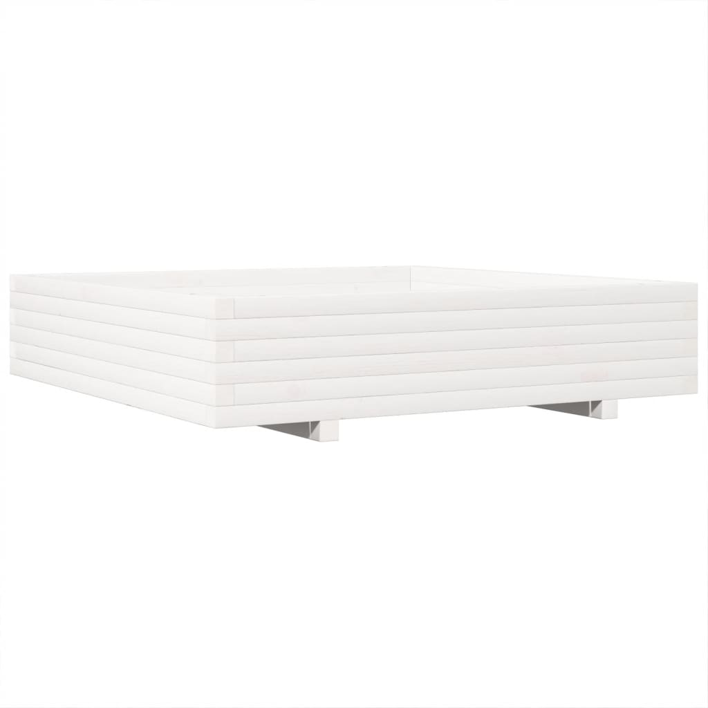 Fioriera da Giardino Bianca 110x110x26,5 cm in Legno di Pino