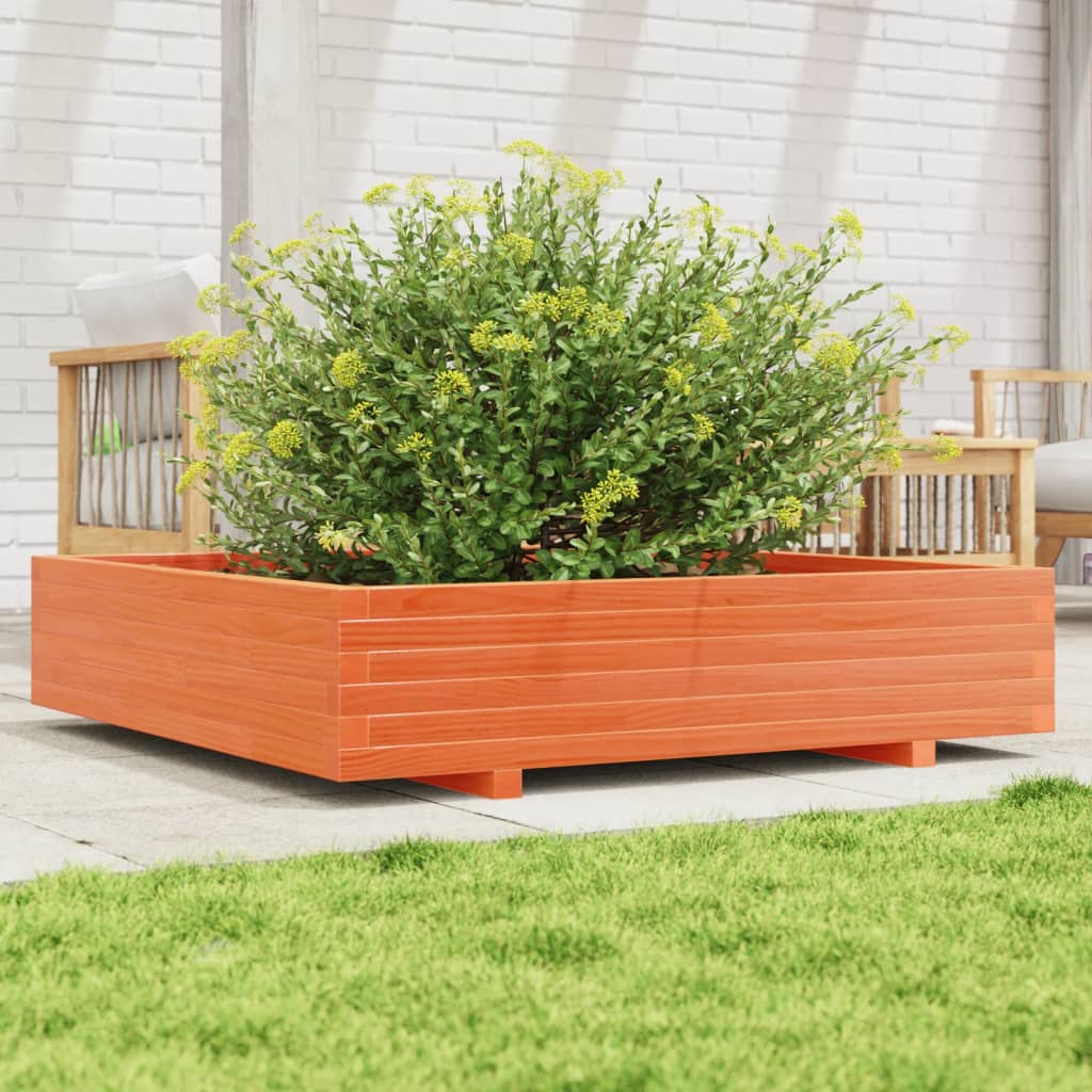 Fioriera Giardino Marrone Cera 110x110x26,5 cm in Legno di Pino