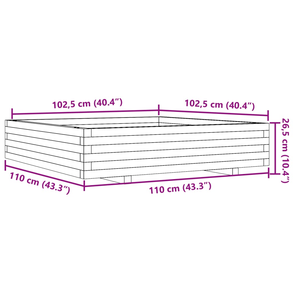 Fioriera da Giardino 110x110x26,5cm in Legno di Pino Impregnato