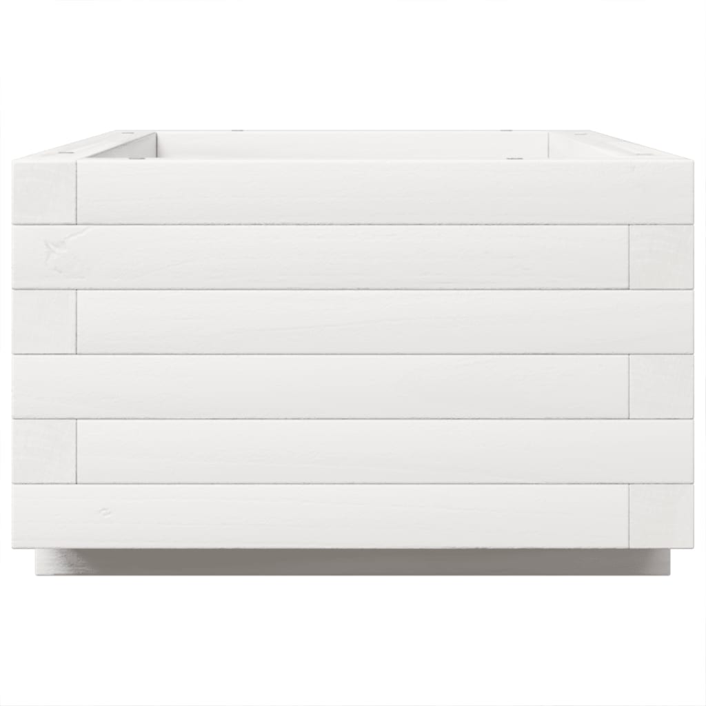 Fioriera da Giardino Bianca 70x40x26,5cm Legno Massello di Pino