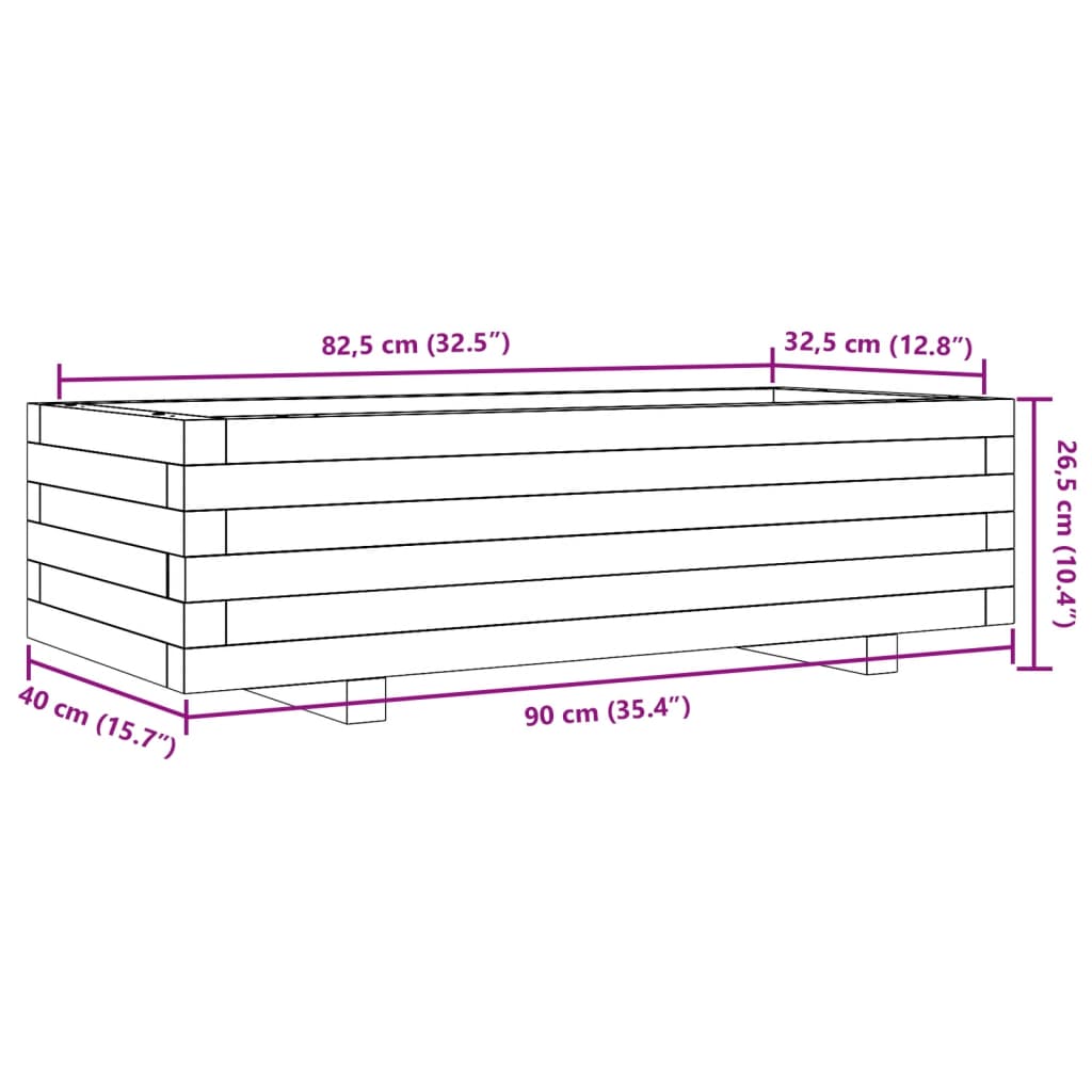 Fioriera da Giardino Bianca 90x40x26,5cm Legno Massello di Pino