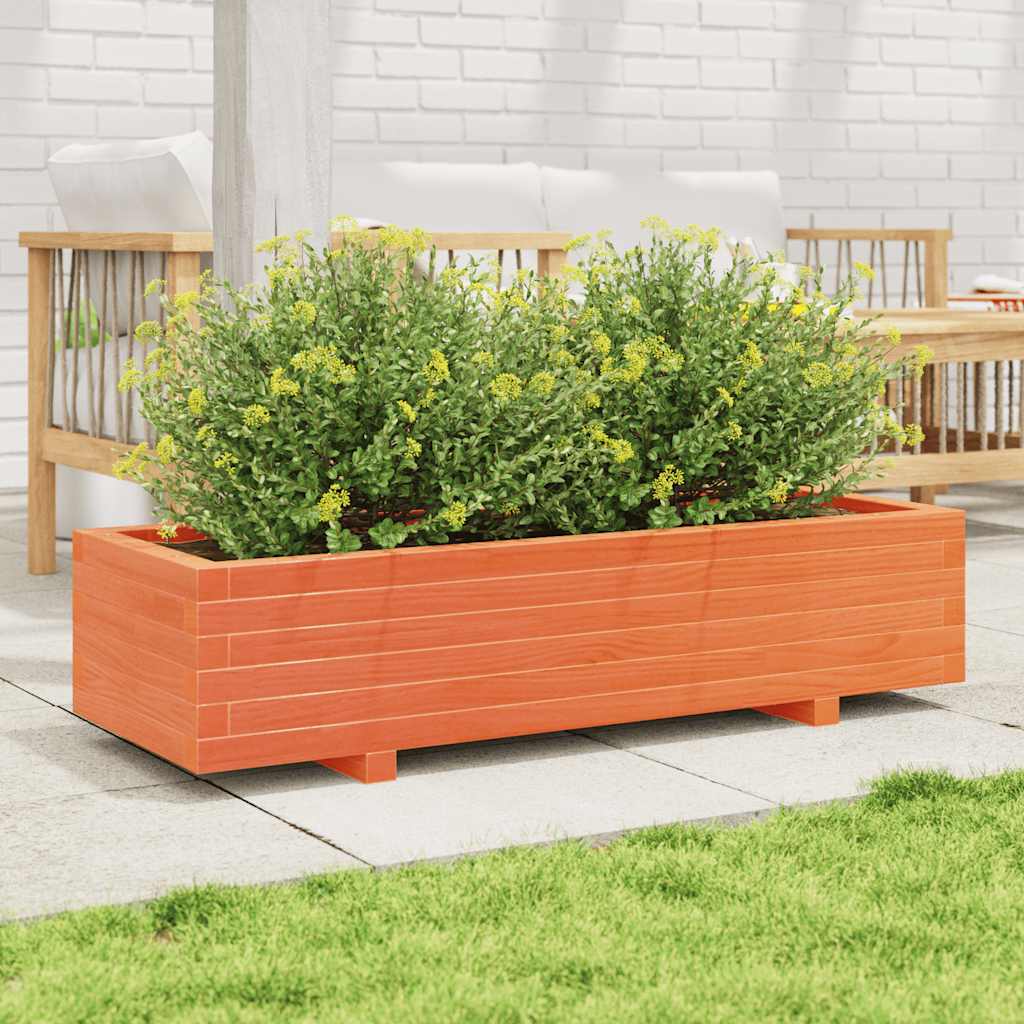 Fioriera Giardino Marrone Cera 110x40x26,5 cm in Legno di Pino