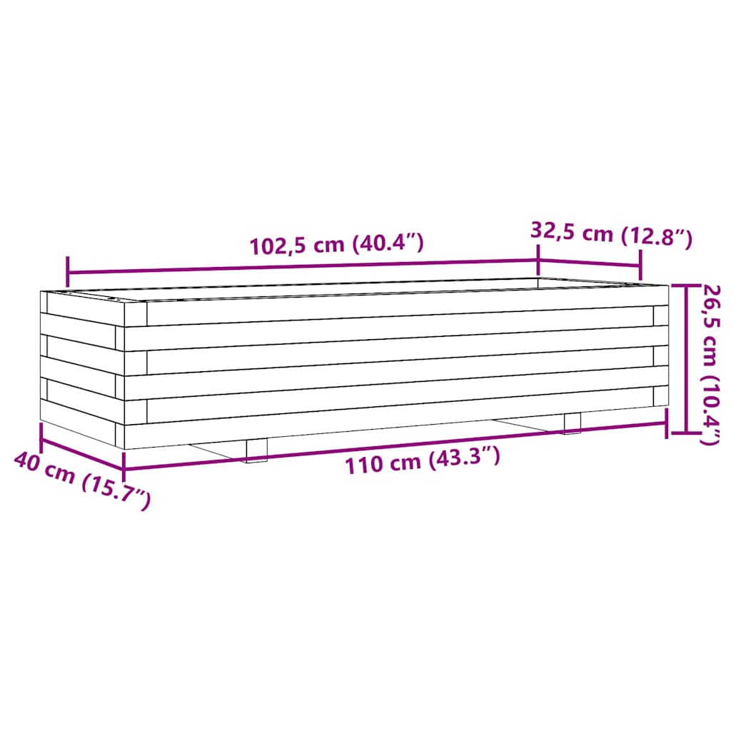 Fioriera Giardino Marrone Cera 110x40x26,5 cm in Legno di Pino