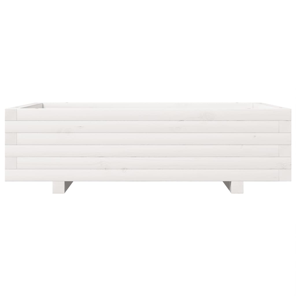 Fioriera da Giardino Bianca 90x60x26,5cm Legno Massello di Pino