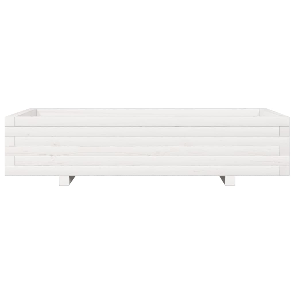 Fioriera da Giardino Bianca 110x60x26, 5cm Massello di Pino