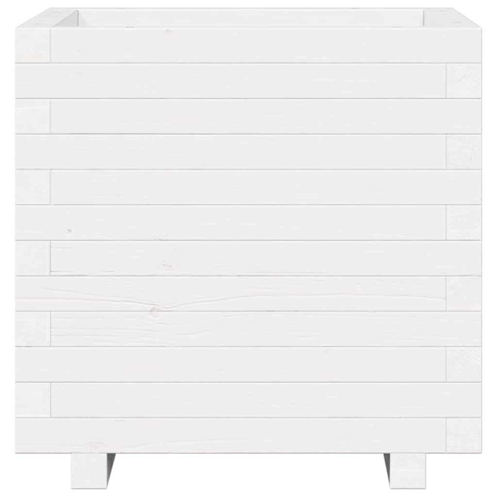 Fioriera da Giardino Bianca 50x50x49,5cm Legno Massello di Pino